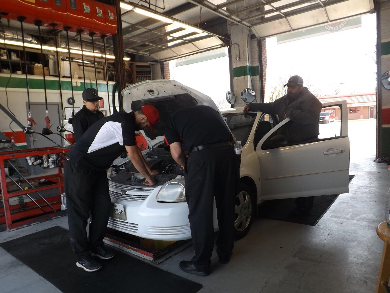 Quality oil change service in progress with our dedicated mechanics and service advisor in Gainesville, TX.